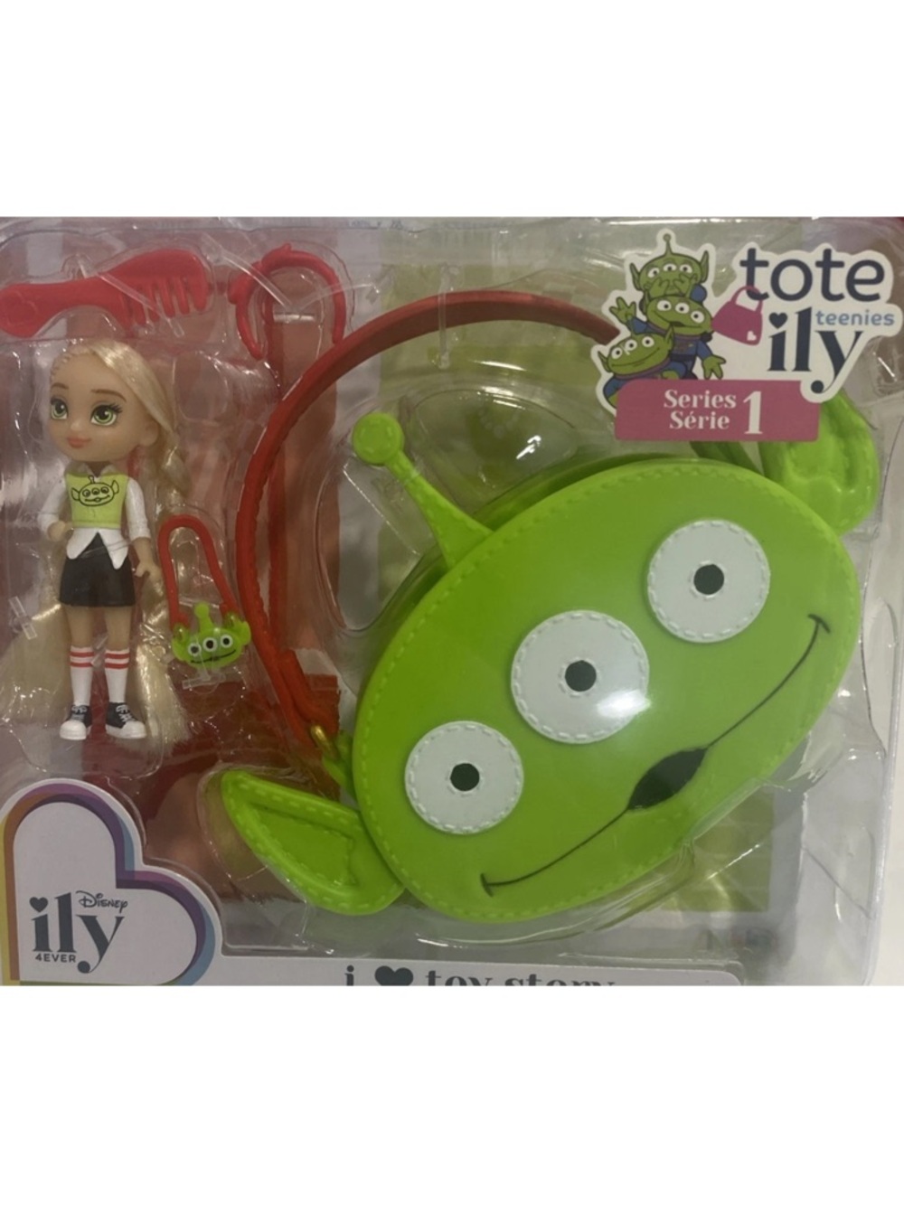 DISNEY ILY 4EVER TOTE TEENIES I LOVE TOY STORY ALIEN MINI TINY DOLL & PURSE